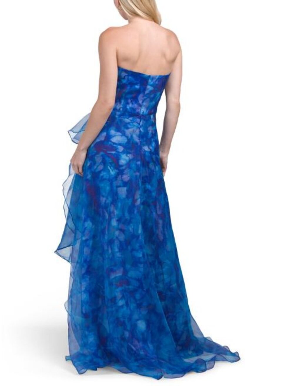 RENE BY RENE RUIZ Strapless Floral Organza Ruffle Gown - Picture 2 of 5